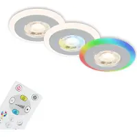 Briloner LED Einbauleuchten CCT RGB-Lichtring Fernbedienung dimmbar IP44 chrom