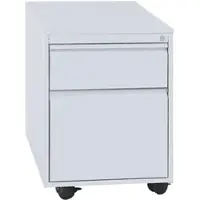 LÜLLMANN Rollcontainer, Frontgriffleiste, 2 Schubladen, 610 x 460 x 590 mm, lichtgrau