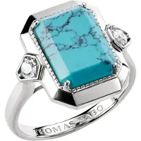 Thomas Sabo TR2506-405-17 Damenring Silber Elyndra Türkisfarbenes Oktagon