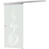 Inova Glasschiebetür 88 x 203,5 cm, Curved Motiv, Komplettset mit Griffmuschel, ohne Softclose