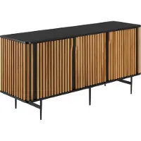 TecTake Sideboard Lineo Holzkorpus mit Lamellendesign 156 x 45,5 x 74 cm, höhenverstellbare Füße
