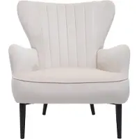 Mendler Lounge-Sessel HWC-K37, Cocktailsessel Polstersessel Sessel, Samt (280g/m²) creme-beige