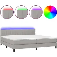 Syfax Boxspringbett mit Matratze & LED Hellgrau 200x200 cm Stoff