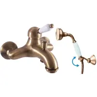 RAV copy of Badewannenarmatur LABE Wandmontage in Chrom, Gold oder Messing SLEZAK Ihre Wahl: Mit Handbrause mit schwenkbarem Halter,