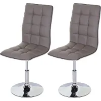 Mendler 2er-Set Esszimmerstuhl HWC-C41, Stuhl Küchenstuhl, höhenverstellbar drehbar, Kunstleder - taupe-grau