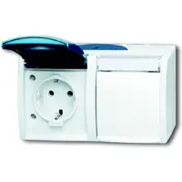ABB 2084-0-0703, CEE 7/3, 2P+E, Blau, Weiß, IP44, 250 V, 16 A