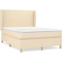 Syfax Boxspringbett mit Matratze Creme 140x190 cm Stoff