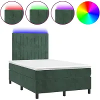 Syfax Boxspringbett mit Matratze & LED Dunkelgrün 120x190 cm Samt