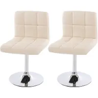 MCW 2er-Set Esszimmerstuhl Drehstuhl Stuhl Cadiz Kunstleder Chrom creme