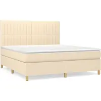 Syfax Boxspringbett mit Matratze Creme 160x200 cm Stoff