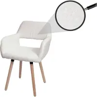 Mendler Esszimmerstuhl HWC-A50 II, Stuhl Küchenstuhl Polsterstuhl, Holz Stoff/Textil Bouclé (450g/m²) creme