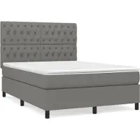 Syfax Boxspringbett mit Matratze Dunkelgrau 140x190 cm Stoff