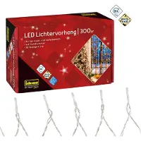 Idena Lichtervorhang 300 LED warmweiß 8h Timer 8 m, mit Netzteil