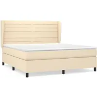 Syfax Boxspringbett mit Matratze Creme 160x200 cm Stoff