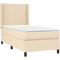 Syfax Boxspringbett mit Matratze Creme 100x200 cm Stoff
