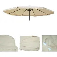 Mendler Ersatz-Bezug für Sonnenschirm Carpi Pro, Gastronomie Marktschirm mit Volant Ø 5m, Polyester creme