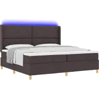 Syfax Boxspringbett mit Matratze mit LED Braun 200 x 200 cm Stoff