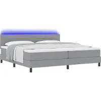 Syfax Boxspringbett mit Matratze mit LED Hellgrau 200 x 200 cm Stoff