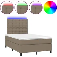 Syfax Boxspringbett mit Matratze & LED Taupe 120x200 cm Stoff