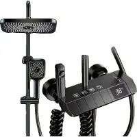 OEM Duscharmatur Set, LED Digitalanzeige, Dreifachbedienung, Schwarz mit Digisplay
