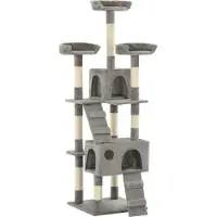 Syfax Katzen-Kratzbaum mit Sisal-Kratzsäulen 170 cm Grau
