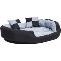 Syfax Hundekissen Wendbar und Waschbar Grau und Schwarz 110x80x23 cm