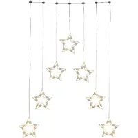 Konstsmide - LED Lichtervorhang mit 7 Sternensilhouetten, Maße Sterne: B: 18 cm, H: 18, 5 cm, 70 warm weiße Dioden, 24V Außentrafo, transparentes Kabel ; 4043-103