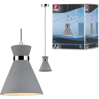 Paulmann Hängelampe Verve, dimmbar, alu / grau / zink, für Badezimmer, Beton, Modern, Pendelleuchte