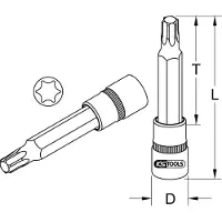 Ks Tools 918.1641, Buchse, 1/2", Metrisch/imperial, 1 Kopf/Köpfe, T15, Chrom-Vanadium-Stahl