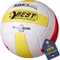 Best Sporting Volleyball Soft Pro Größe 5, weiß/gelb/rot oder weiß/hellblau/blau