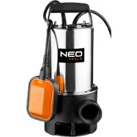 Neo Tools Schmutzwasser Tauchpumpe Edelstahl (17.000l/h Fördermenge, 9m Förderhöhe, 900W, 25mm Korngröße) Schmutzwassertauchpumpe