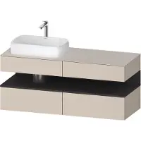 Duravit Collection One Konsolenwaschtischunterbau, 2 Auszüge, 2 Schubkästen, Ausschnitt links, 1400x550x600mm, Nische Graphit Supermatt, QA4765080830000, Farbe: taupe supermatt