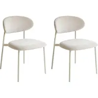 Beliani Esszimmerstuhl 2er Set Hellbeige Gepolstert Ohne Armlehnen Metallbeine Polsterstuhl Modernes Design
