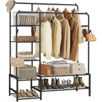 Songmics Kleiderständer aus Metall mit 7 Ablagen für Schlafzimmer schwarz HSR182B01