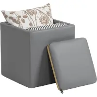 HOMCOM Sitzhocker Kunstleder, MDF Grau