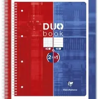 Clairefontaine 5x DUO book Collegeblock A4+, 40 Blatt kariert + 40 Blatt liniert - Blau/rot 82526C