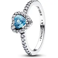 Pandora Timeless 925 Sterling Silver Elevated Light Blue Heart Ring 198421C10