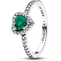 Pandora 198421C07 Silber-Ring für Damen Erhabenes Herz Royales Grün