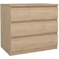 Wellhome - Schlafzimmerkommode mit 3 Schubladen in der Farbe Eiche 77 x 50 x 71 cm - Sil Oak