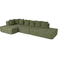Mendler Sofa-Garnitur MCW-Q28, L-Sofa Couch Loungesofa, Stoff Chenille (270 g/m²) Liegefläche links 60x310x150cm grün