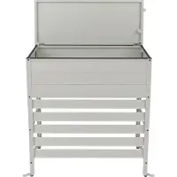Mendler Aluminium Verkleidung für Klimaanlage/Wärmetauscher MCW-P94, Abdeckung Aufbewahrungsbox 110x96x43cm grau-weiß