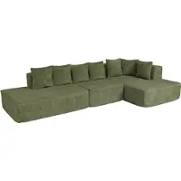 Mendler Sofa-Garnitur MCW-Q28, L-Sofa Couch Loungesofa, Stoff Chenille (270 g/m²) Liegefläche rechts 60x310x150cm grün