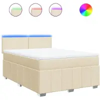 Syfax Boxspringbett mit Matratze Creme 140x200 cm Stoff