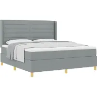 vidaXL Boxspringbett mit Matratze Hellgrau 180 x 200 cm Stoff