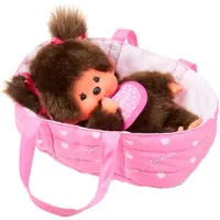 Monchhichi 204069 Affenmädchen mit Kinderbett 20 cm