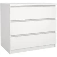 Wellhome - Schlafzimmerkommode mit 3 Schubladen in der Farbe Weiß 77 x 50 x 71 cm - Sil White