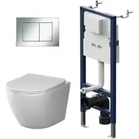 AM.PM WC Set Wand WC Vorwandelement Drückerplatte Toilette mit Spülkasten Komplett IIS90251.XB1701