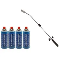 Kemper Thermischer Piezo-Unkrautvernichter Gasbrenner + 4 Gasnachfüllungen