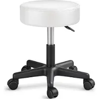 Tresko Drehhocker ABH-002, Kunstleder, mit Rollen, weiß