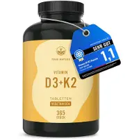 True Nature Vitamin D3 K2 Testsieger hochdosiert - 2500 IE 365 Tabletten (1 Jahr) St
